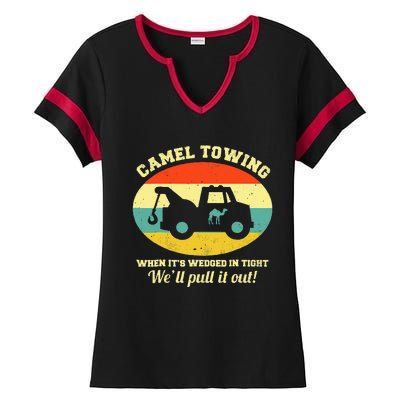 Camel Towing Retro Adult Humor Saying Funny Halloween Ladies Halftime Notch Neck Tee