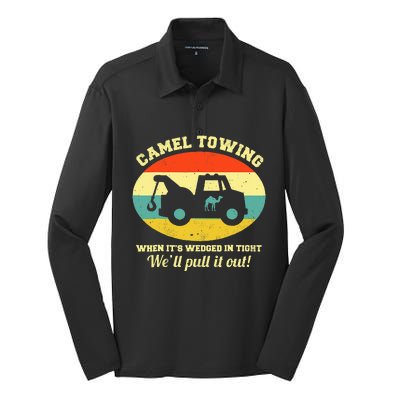 Camel Towing Retro Adult Humor Saying Funny Halloween Silk Touch Performance Long Sleeve Polo