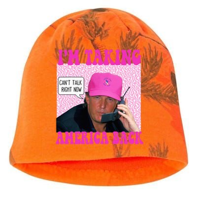 Cant Talk Right Now Trump Funny Trump 2024 Kati - Camo Knit Beanie