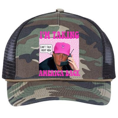 Cant Talk Right Now Trump Funny Trump 2024 Retro Rope Trucker Hat Cap