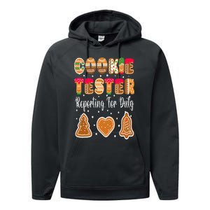 Cookie Tester Reporting For Duty Christmas Baking Team Performance Fleece Hoodie