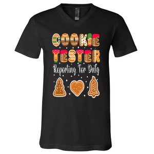 Cookie Tester Reporting For Duty Christmas Baking Team V-Neck T-Shirt