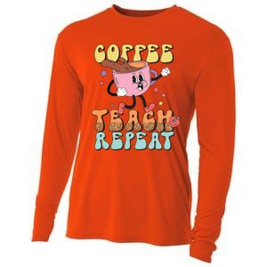 Coffee Teach Repeat Great Gift Cooling Performance Long Sleeve Crew