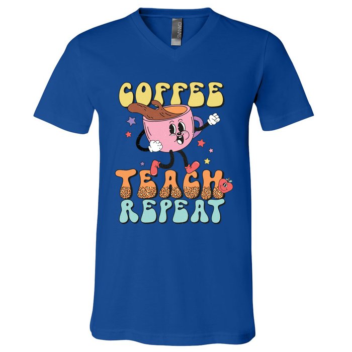 Coffee Teach Repeat Great Gift V-Neck T-Shirt