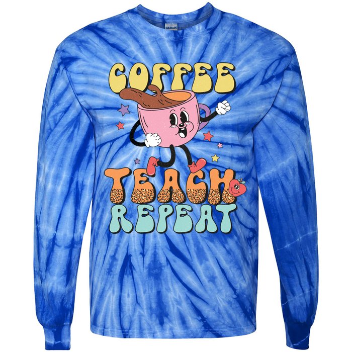 Coffee Teach Repeat Great Gift Tie-Dye Long Sleeve Shirt