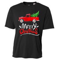 Christmas Tree Red Truck Pajama Vintage Buffalo Plaid Truck Cooling Performance Crew T-Shirt