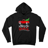 Christmas Tree Red Truck Pajama Vintage Buffalo Plaid Truck Hoodie