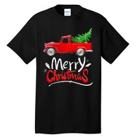 Christmas Tree Red Truck Pajama Vintage Buffalo Plaid Truck Tall T-Shirt