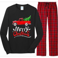 Christmas Tree Red Truck Pajama Vintage Buffalo Plaid Truck Long Sleeve Pajama Set