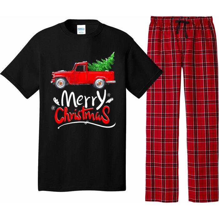 Christmas Tree Red Truck Pajama Vintage Buffalo Plaid Truck Pajama Set