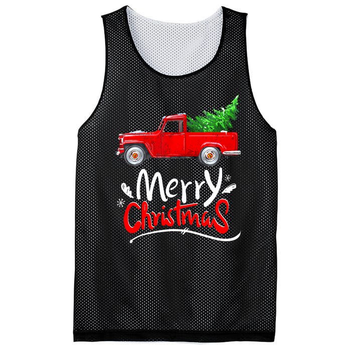 Christmas Tree Red Truck Pajama Vintage Buffalo Plaid Truck Mesh Reversible Basketball Jersey Tank