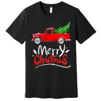 Christmas Tree Red Truck Pajama Vintage Buffalo Plaid Truck Premium T-Shirt