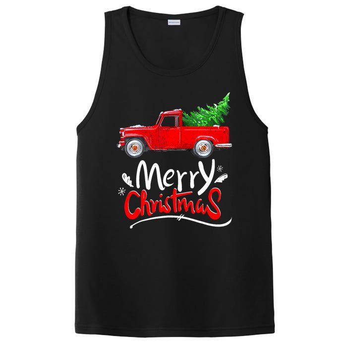 Christmas Tree Red Truck Pajama Vintage Buffalo Plaid Truck PosiCharge Competitor Tank