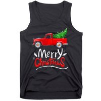 Christmas Tree Red Truck Pajama Vintage Buffalo Plaid Truck Tank Top