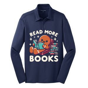 Christmas Teacher Read More Books Funny Women Silk Touch Performance Long Sleeve Polo