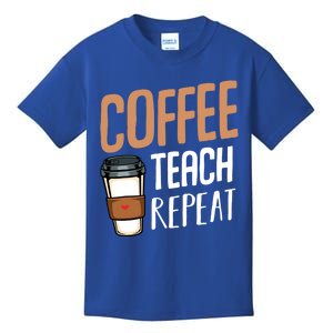 Coffee Teach Repeat Teacher Educator Study School Gratitude Gift Kids T-Shirt