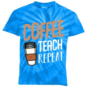 Coffee Teach Repeat Teacher Educator Study School Gratitude Gift Kids Tie-Dye T-Shirt