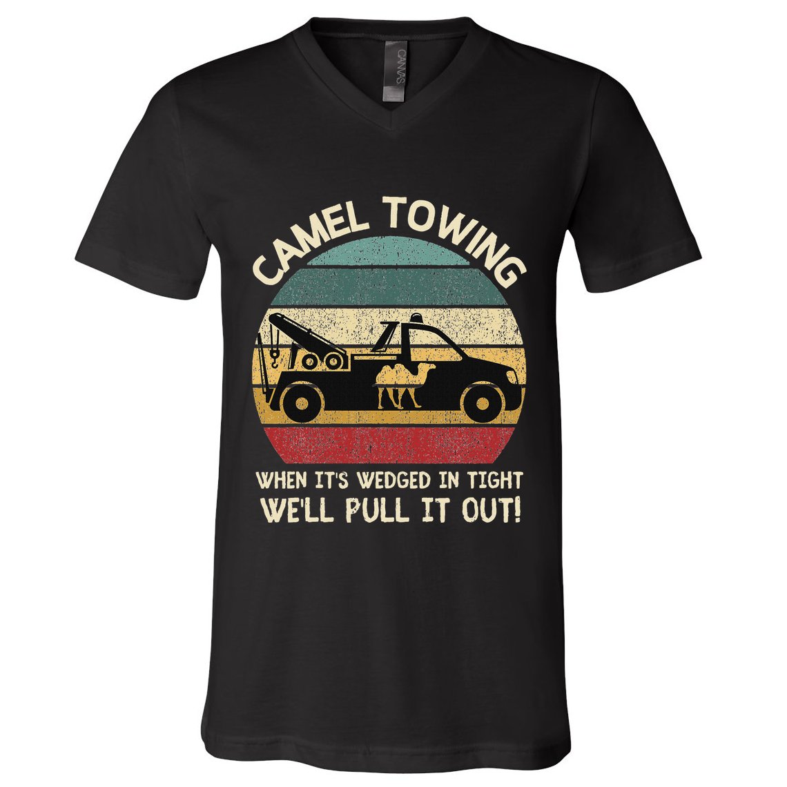 Camel Towing Retro Adult Humor Saying Funny Halloween Gifts V-Neck T-Shirt