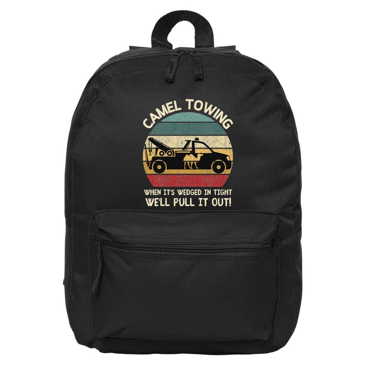 Camel Towing Retro Adult Humor Saying Funny Halloween Gifts 16 in Basic Backpack