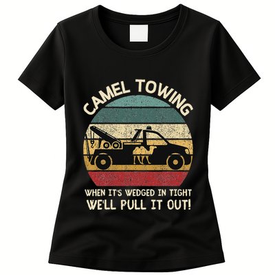 Camel Towing Retro Adult Humor Saying Funny Halloween Gifts Womens T-Shirt