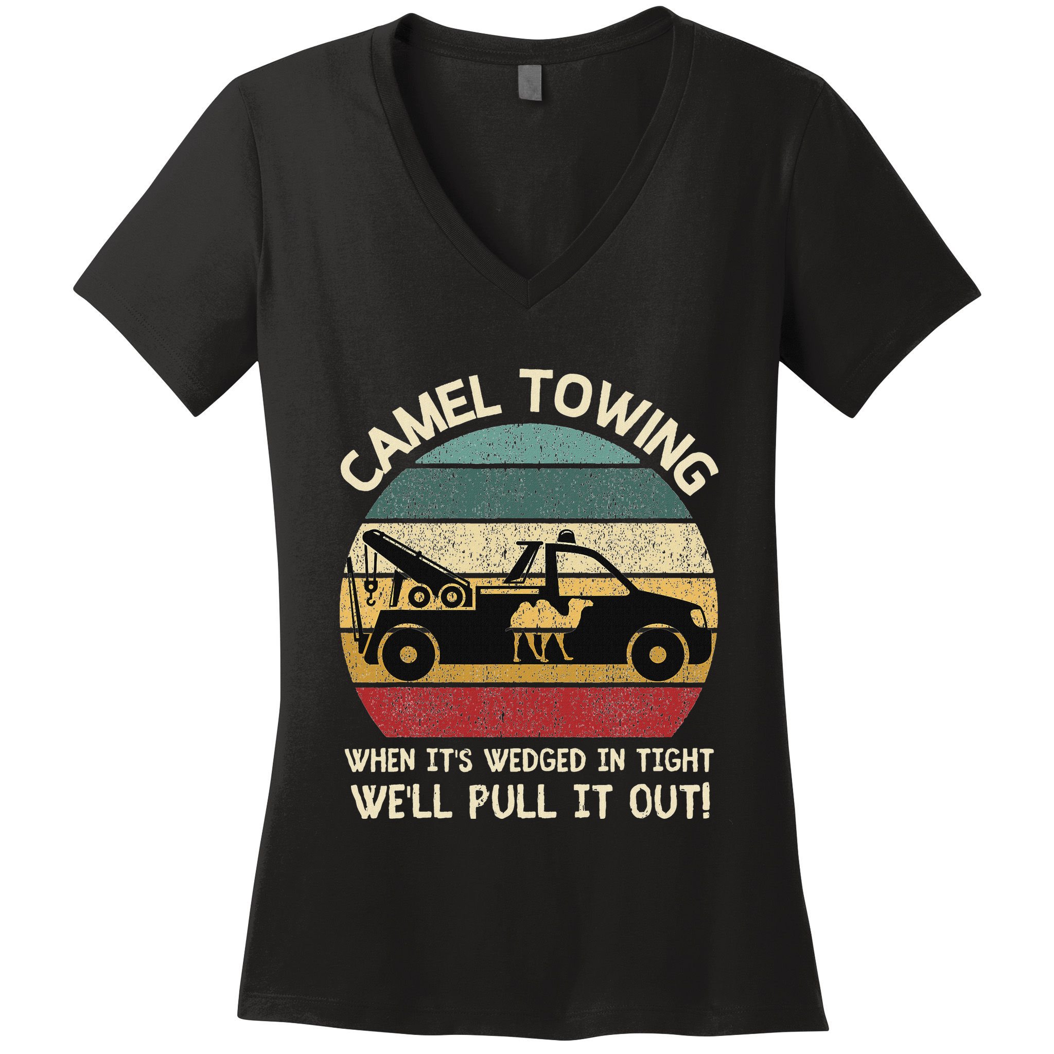 Camel Towing Retro Adult Humor Saying Funny Halloween Gifts Women's V-Neck T-Shirt