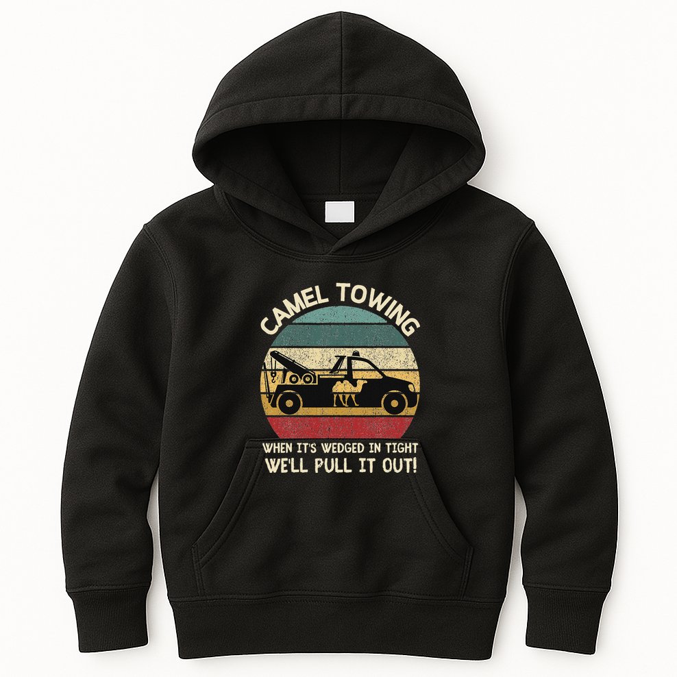 Camel Towing Retro Adult Humor Saying Funny Halloween Gifts Kids Hoodie