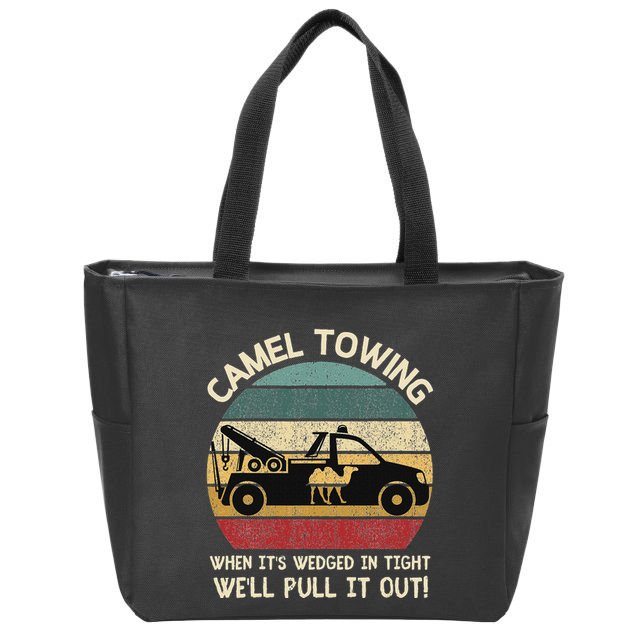 Camel Towing Retro Adult Humor Saying Funny Halloween Gifts Zip Tote Bag