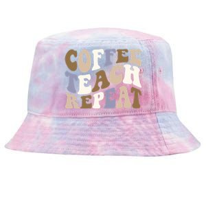 Coffee Teach Repeat Teacher Retro Smile Face Back To School Gift Tie-Dyed Bucket Hat