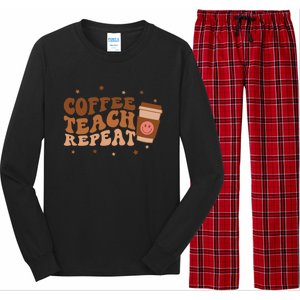 Coffee Teach Repeat Teacher's Day Coffee Day Happy Face Gift Long Sleeve Pajama Set