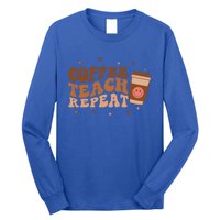 Coffee Teach Repeat Teacher's Day Coffee Day Happy Face Gift Long Sleeve Shirt