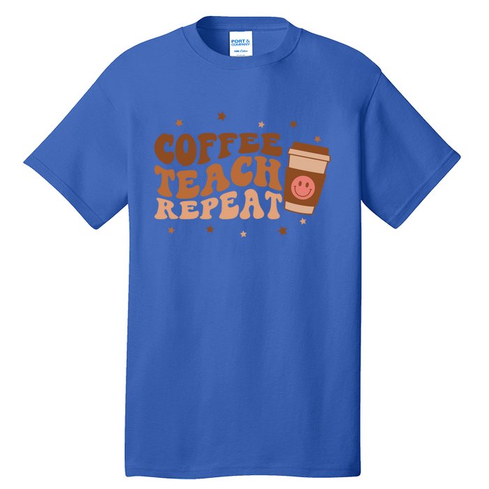 Coffee Teach Repeat Teacher's Day Coffee Day Happy Face Gift Tall T-Shirt