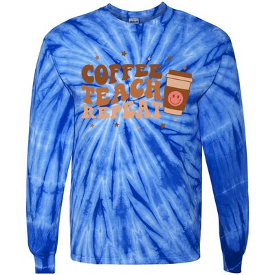 Coffee Teach Repeat Teacher's Day Coffee Day Happy Face Gift Tie-Dye Long Sleeve Shirt