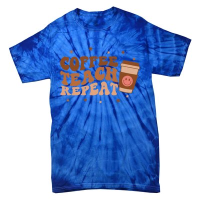 Coffee Teach Repeat Teacher's Day Coffee Day Happy Face Gift Tie-Dye T-Shirt