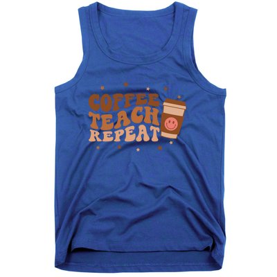 Coffee Teach Repeat Teacher's Day Coffee Day Happy Face Gift Tank Top