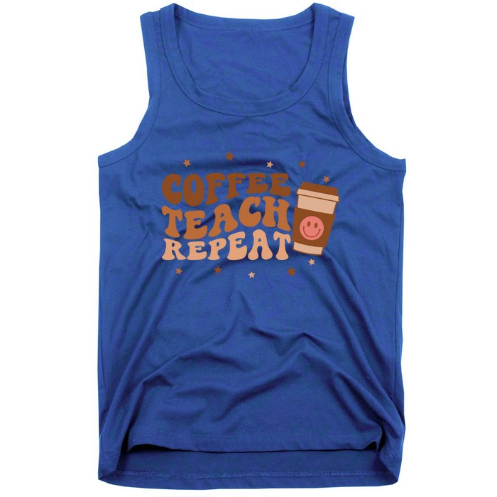 Coffee Teach Repeat Teacher's Day Coffee Day Happy Face Gift Tank Top