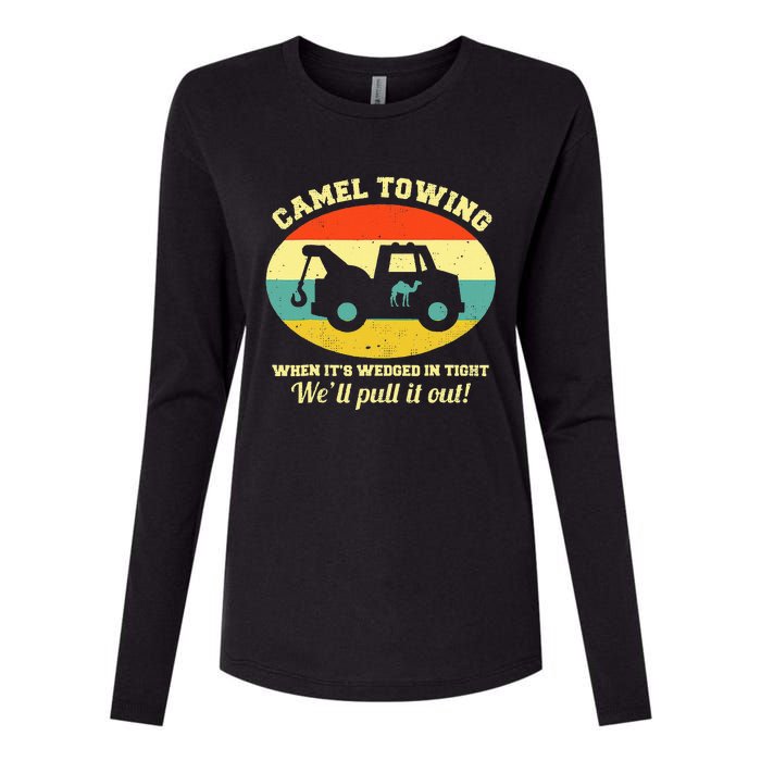 Camel Towing Retro Adult Humor Saying Funny Halloween Womens Cotton Relaxed Long Sleeve T-Shirt