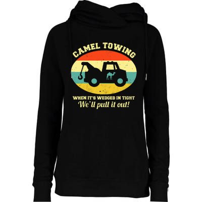 Camel Towing Retro Adult Humor Saying Funny Halloween Womens Funnel Neck Pullover Hood