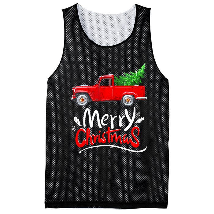 Christmas Tree Red Truck Pajama Vintage Buffalo Plaid Truck Mesh Reversible Basketball Jersey Tank