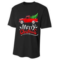 Christmas Tree Red Truck Pajama Vintage Buffalo Plaid Truck Performance Sprint T-Shirt