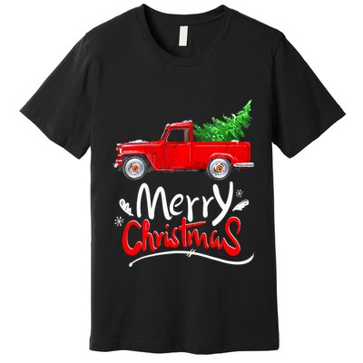 Christmas Tree Red Truck Pajama Vintage Buffalo Plaid Truck Premium T-Shirt
