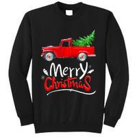 Christmas Tree Red Truck Pajama Vintage Buffalo Plaid Truck Tall Sweatshirt