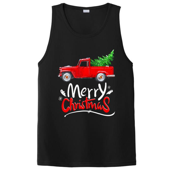 Christmas Tree Red Truck Pajama Vintage Buffalo Plaid Truck PosiCharge Competitor Tank