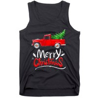 Christmas Tree Red Truck Pajama Vintage Buffalo Plaid Truck Tank Top