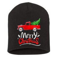 Christmas Tree Red Truck Pajama Vintage Buffalo Plaid Truck Short Acrylic Beanie