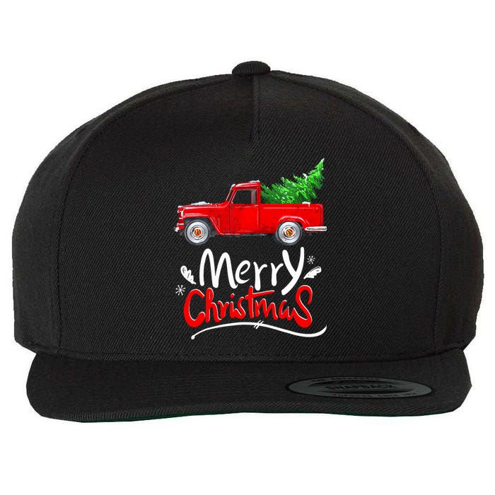 Christmas Tree Red Truck Pajama Vintage Buffalo Plaid Truck Wool Snapback Cap