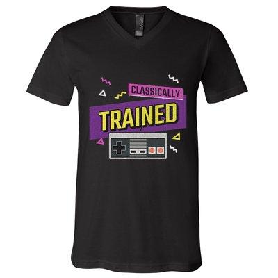 Classically Trained Retro Video Game 80s V-Neck T-Shirt