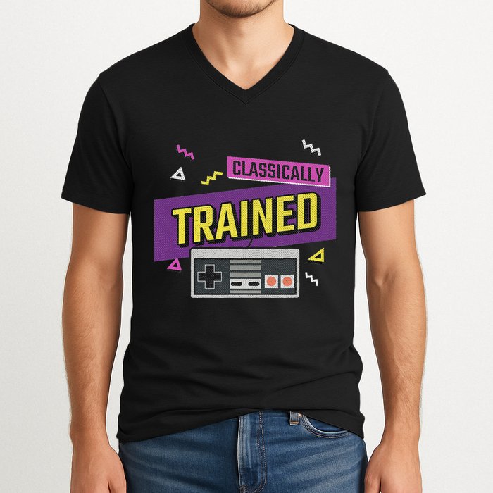 Classically Trained Retro Video Game 80s V-Neck T-Shirt