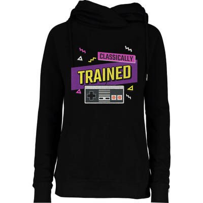 Classically Trained Retro Video Game 80s Womens Funnel Neck Pullover Hood