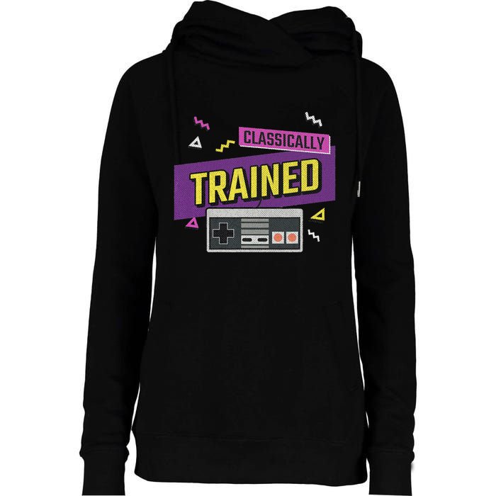Classically Trained Retro Video Game 80s Womens Funnel Neck Pullover Hood