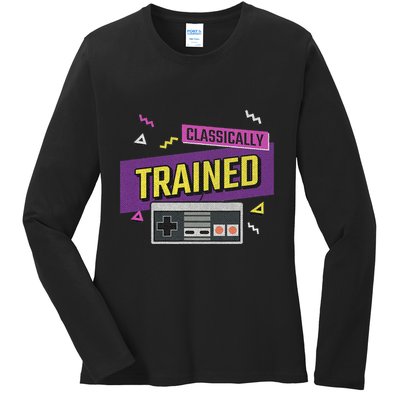 Classically Trained Retro Video Game 80s Ladies Long Sleeve Shirt